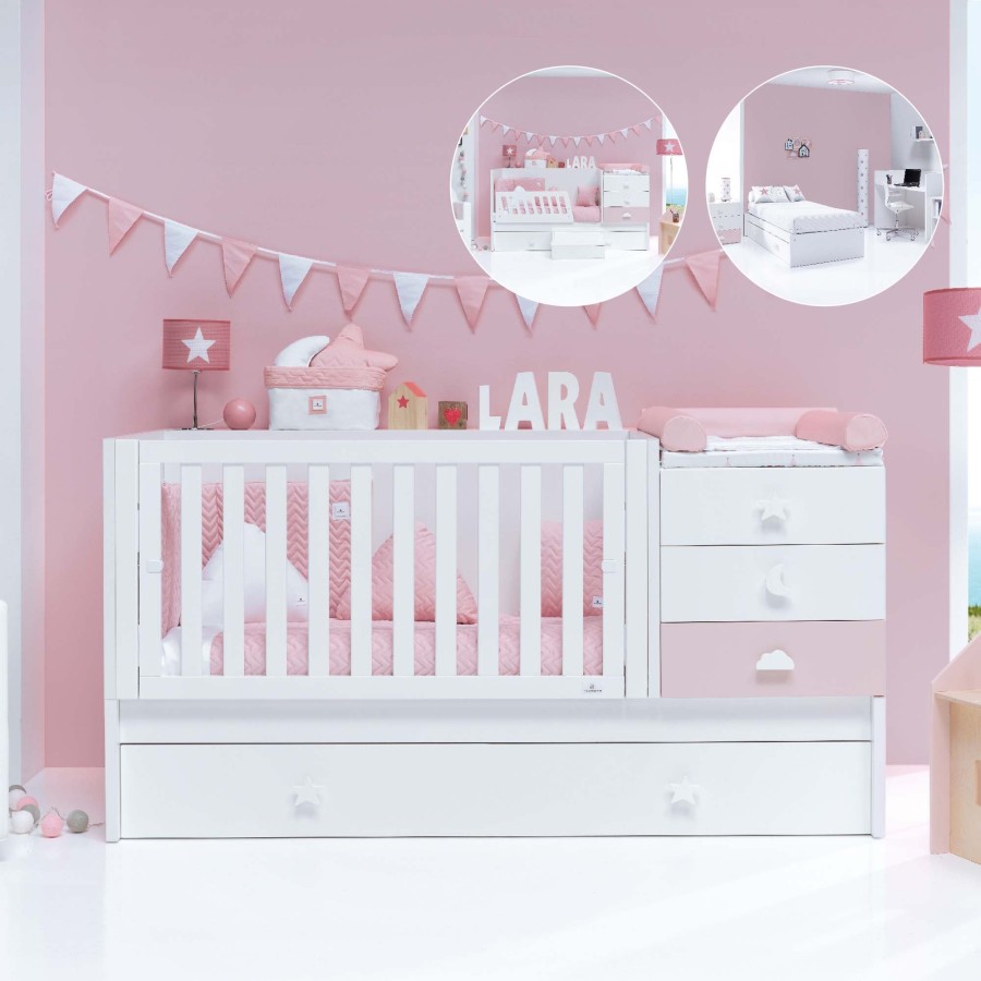 Lettini Trasformabili Alondra | Convertible Crib Sero Bubble Pink · K554 Rosa