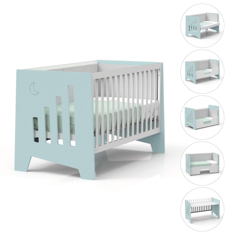 Lettini Co-Sleeping Alondra | Co-Sleeping And Montessori Cot (6In1) Omni-Xl Mint 70X140 · C191