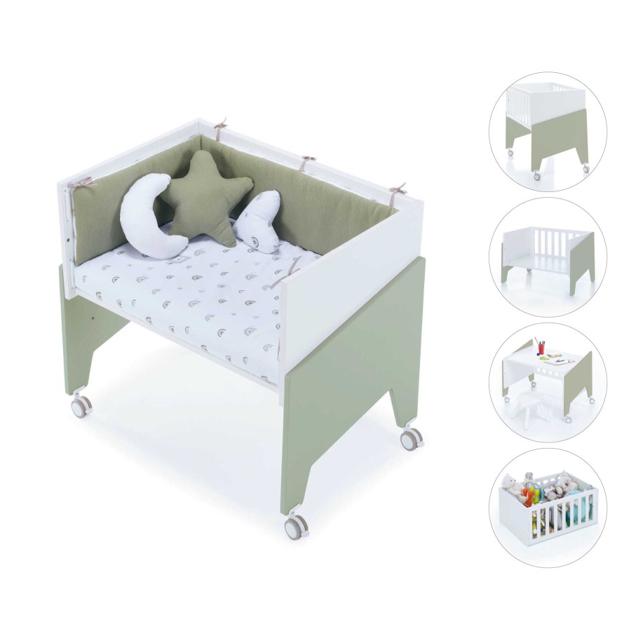 Culle Alondra | Olive-Green Co-Sleeping Crib 50X80 Equo · C10-M7756