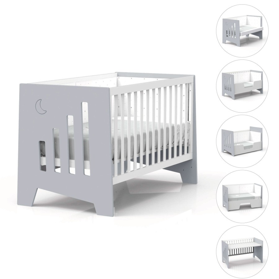 Lettini Co-Sleeping Alondra | Co-Sleeping And Montessori Cot (6In1) Omni-Xl Grey 70X140 · C191