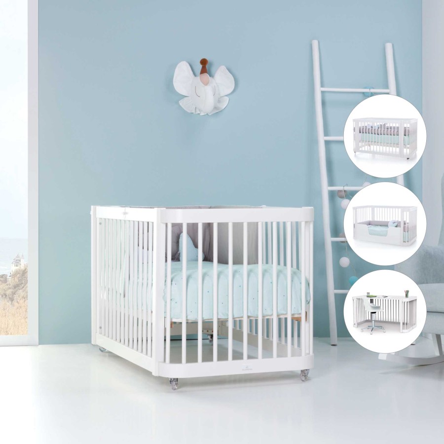 Culle Per Bambini Alondra | Cot- Bed For Babies (3In1) Crea Due White 70X140 - C300