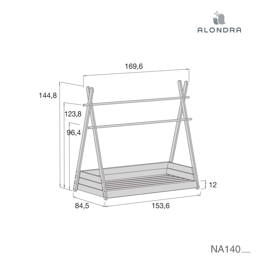 Montessori Alondra | Montessori Bed Frame Homy Grey 70X140 · Na140-M69 Default Title