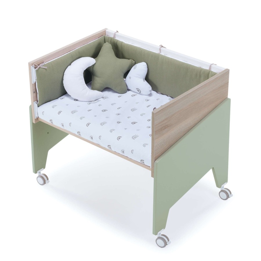 Culle Alondra | Wooden & Olive-Green Co-Sleeping Crib 50X80 Equo Life · C17-M9456