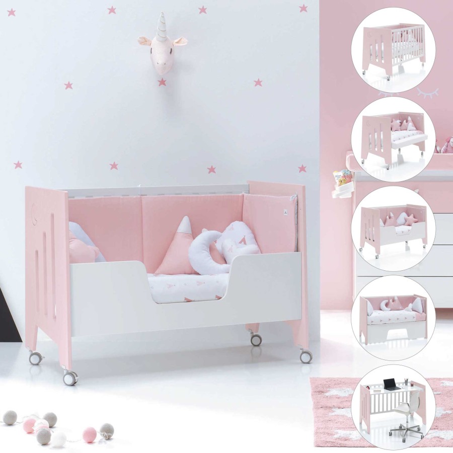 Culle Per Bambini Alondra | Cot And Desk 60X120Cm 5 Stages Omni Pink · C181-M7742