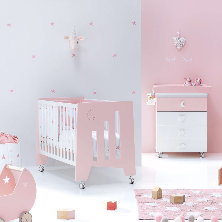 Culle Per Bambini Alondra | Cot And Desk 60X120Cm 5 Stages Omni Pink · C181-M7742