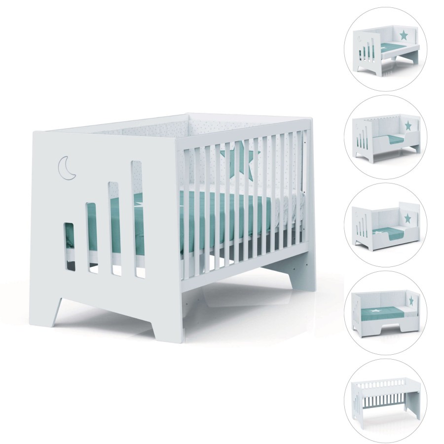 Lettini Co-Sleeping Alondra | Co-Sleeping And Montessori Cot (6In1) Omni-Xl White 70X140 · C191