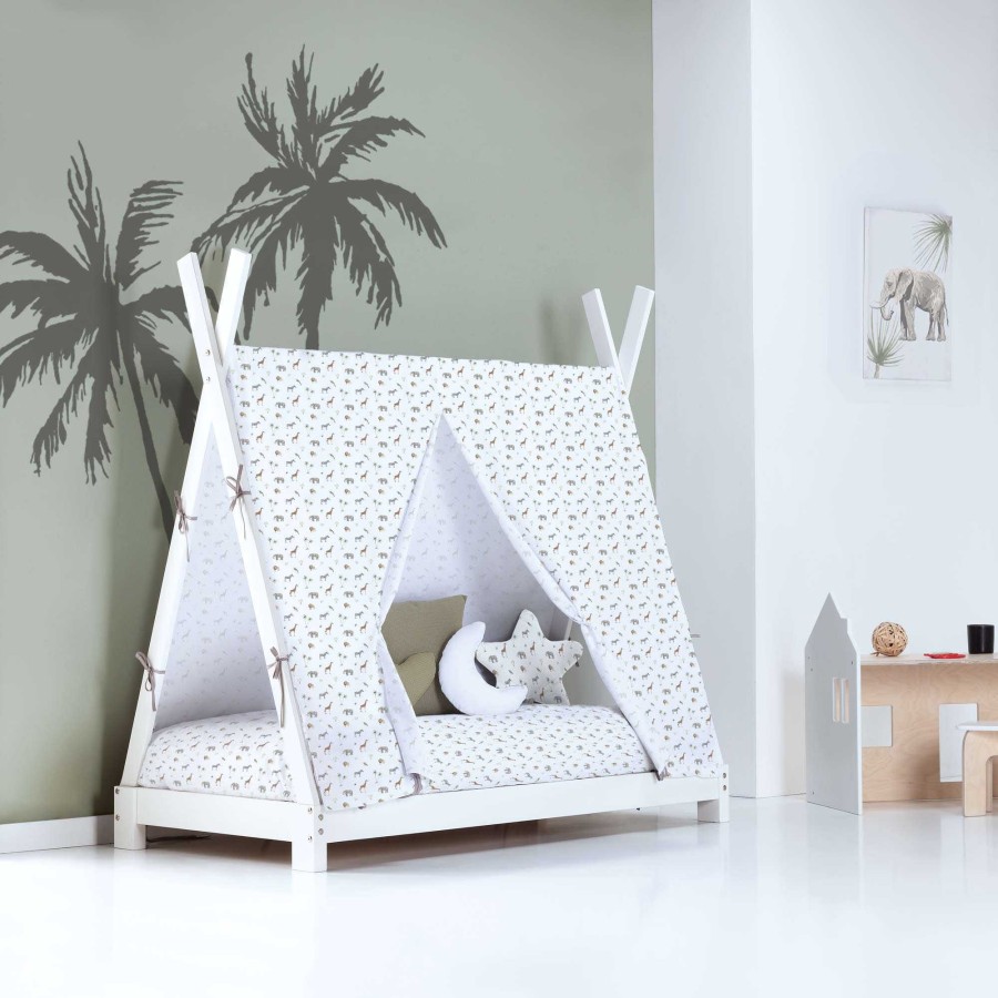 Montessori Alondra | Cama-Tipi Montessori 70X140 Cm Con Textil Natura · Indy