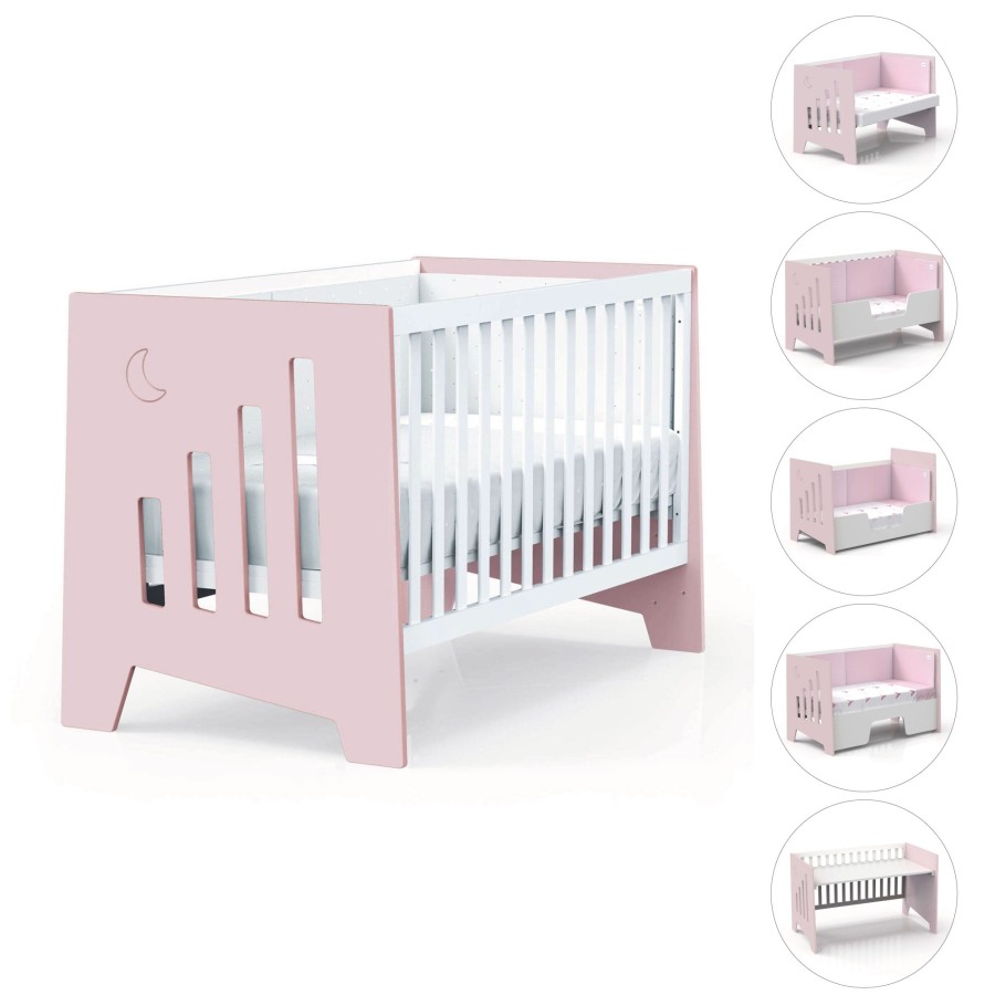 Lettini Co-Sleeping Alondra | Co-Sleeping And Montessori Cot (6In1) Omni-Xl Pink 70X140 · C191