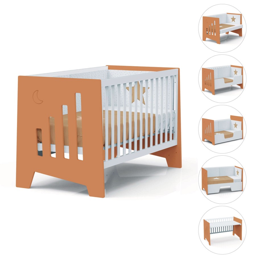 Lettini Co-Sleeping Alondra | Co-Sleeping Cot And Montessori (6In1) Omni-Xl Terracotta 70X140 - C191