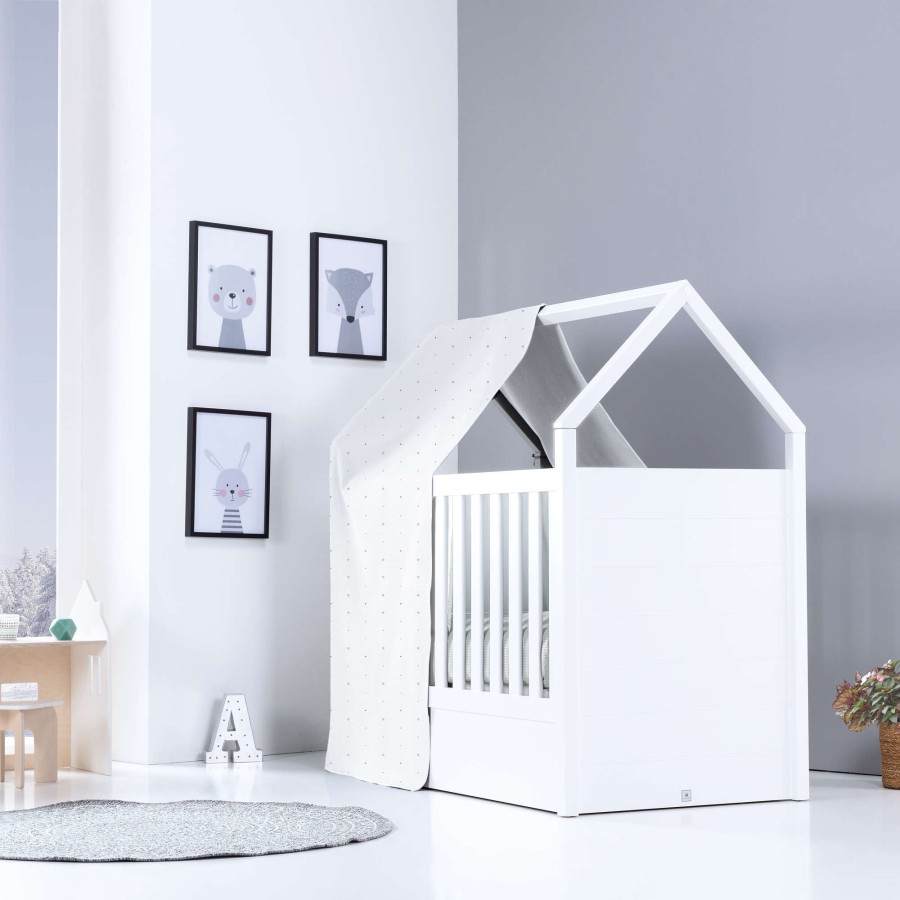 Culle Per Bambini Alondra | White Montessori House Cot And Teepee Tent Bed (5In1) 70X140 Auna Galaxy