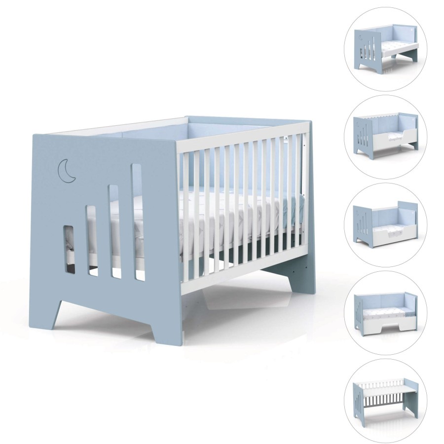 Lettini Co-Sleeping Alondra | Co-Sleeping And Montessori Cot (6In1) Omni-Xl Blue 70X140 · C191