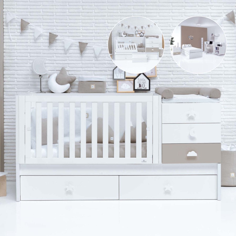 Lettini Trasformabili Alondra | Convertible Crib Sero Bubble · K554 Beige