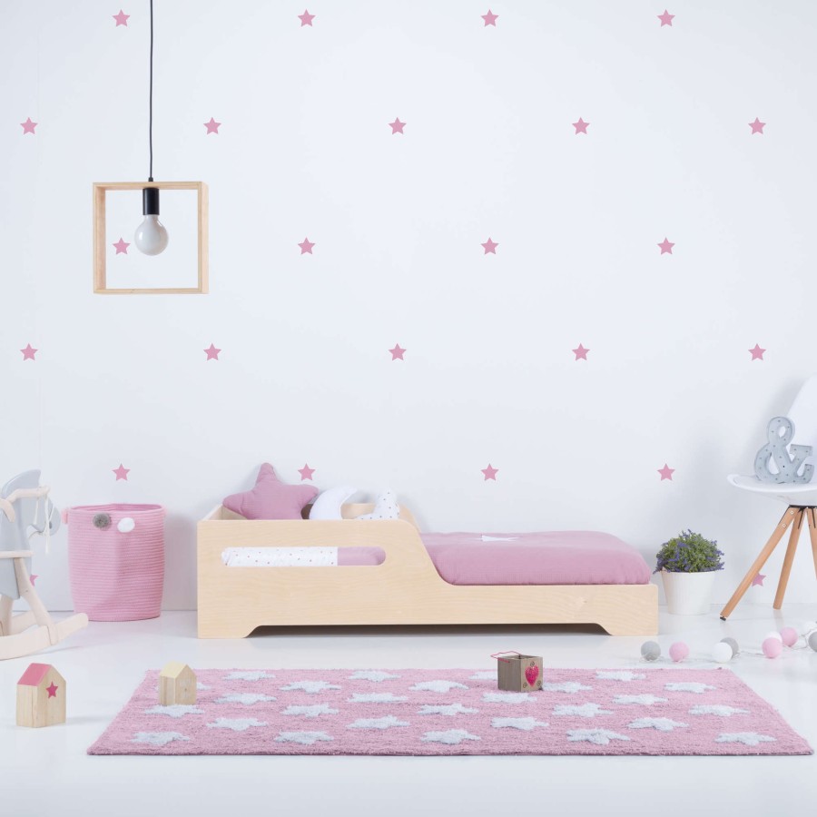 Montessori Alondra | Medium Wooden Montessori Floor Bed Montblue 70X140 · Qn101-M97