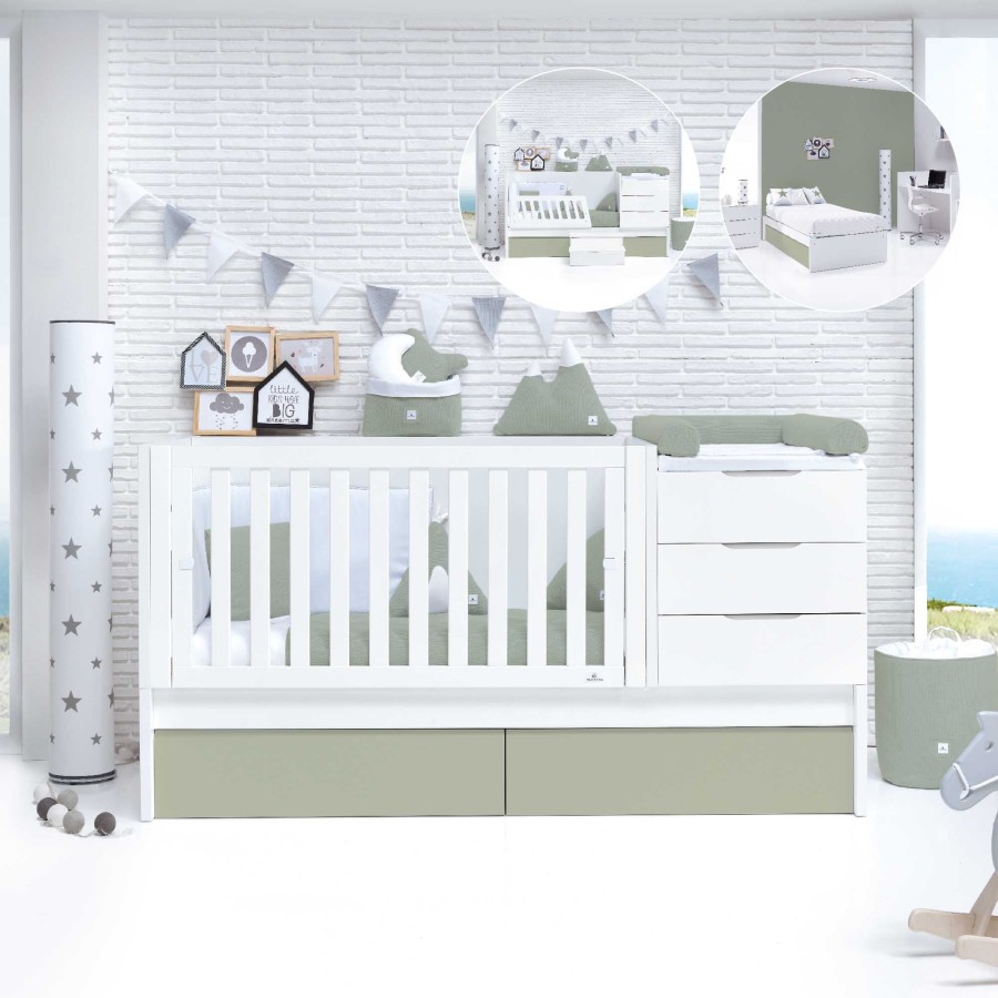 Lettini Trasformabili Alondra | Convertible Crib Sero More Erba · K546-M7756 Verde-Oliva