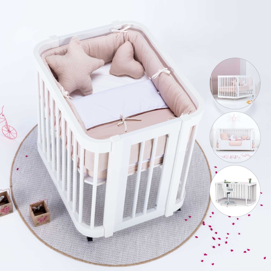 Culle Alondra | Crib, Cot And Bed All-In-One (4In1) Crea Tre White 60X80 And 70X140 - C301