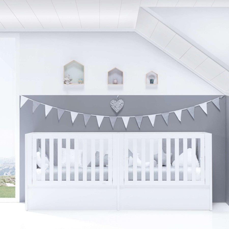 Culle Per Bambini Alondra | Twin White Convertible Crib Duplo · T1220-M7700