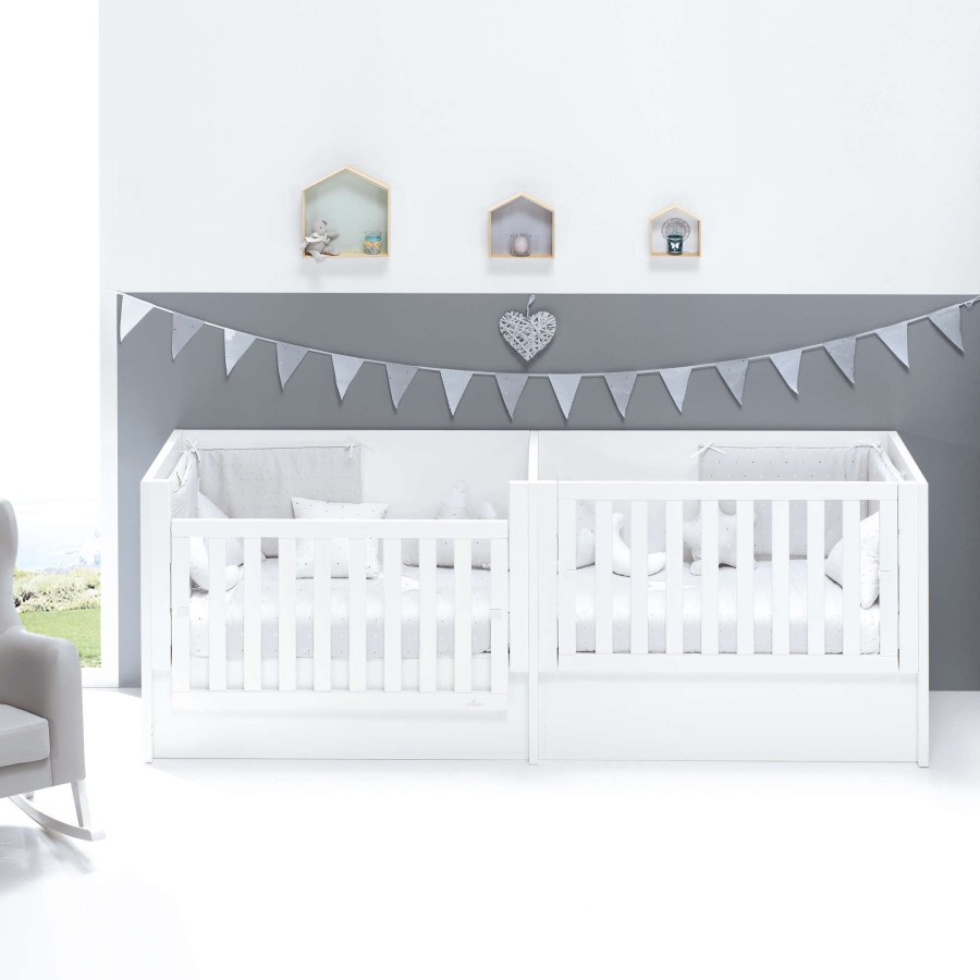 Culle Per Bambini Alondra | Twin White Convertible Crib Duplo · T1220-M7700