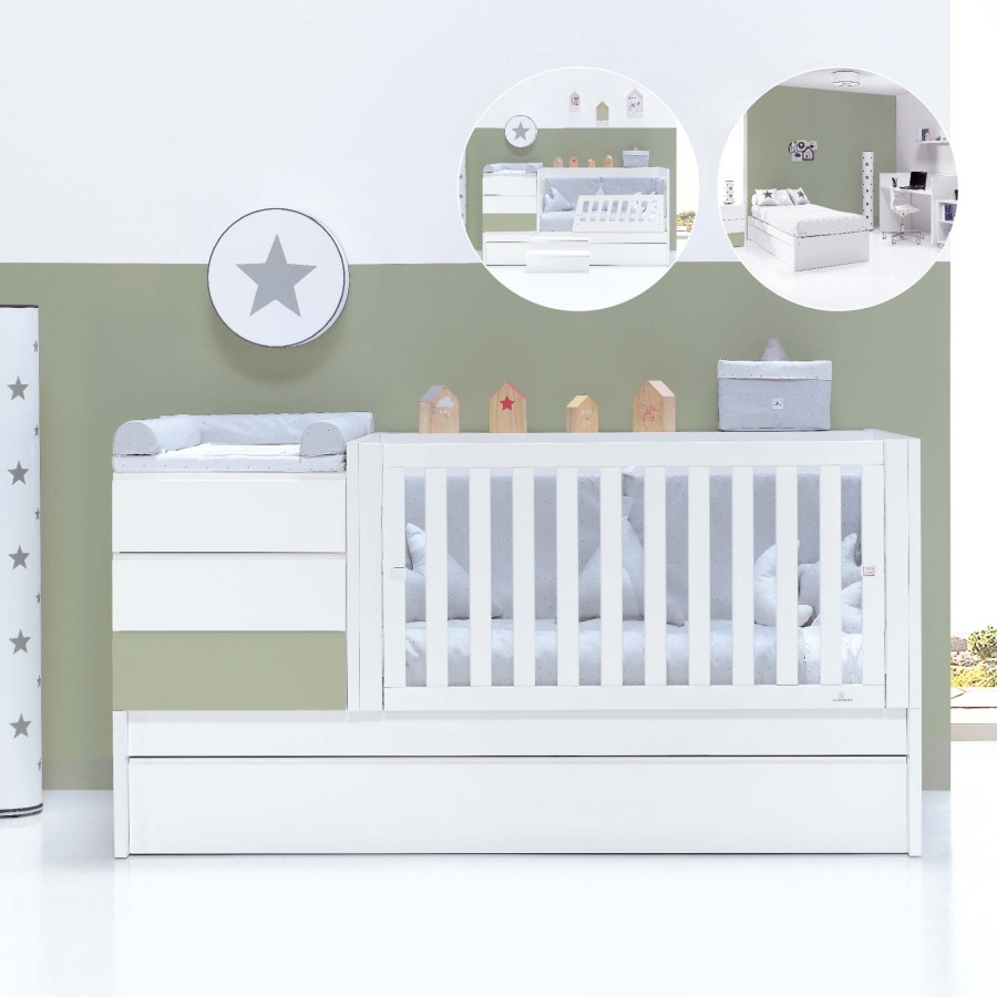 Lettini Trasformabili Alondra | Convertible Crib 70X140 Sero Kubo Erba · K551 Verde-Oliva