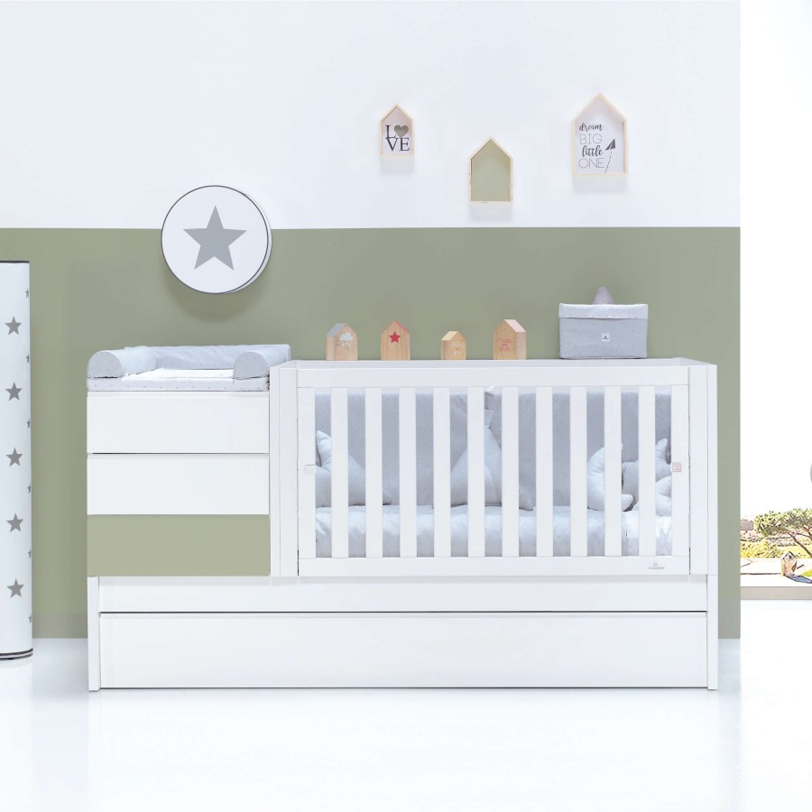 Lettini Trasformabili Alondra | Convertible Crib 70X140 Sero Kubo Erba · K551 Verde-Oliva