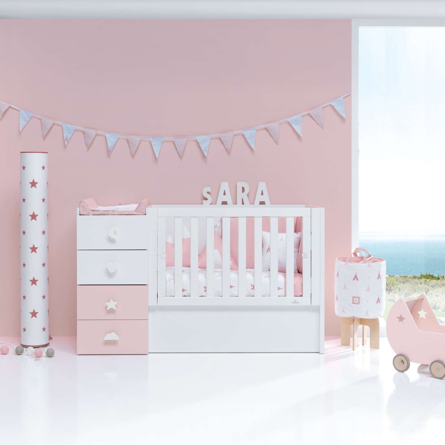 Lettini Trasformabili Alondra | Lettino Trasformabile 60X120 Just Bubble Flamingo · K374-M7742 Rosa