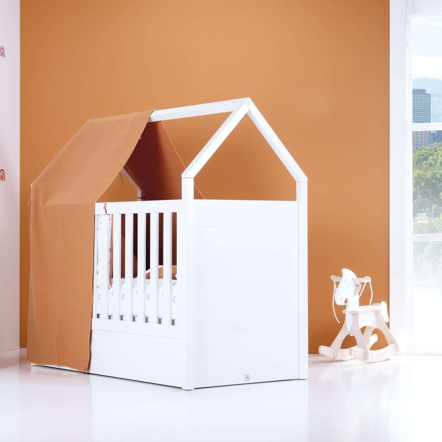 Culle Per Bambini Alondra | White Montessori House Cot And Teepee Tent Bed (5In1) 70X140 Auna Ariake