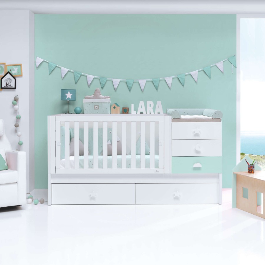 Lettini Trasformabili Alondra | Convertible Crib Sero Bubble Mint · K554 Verde-Menta