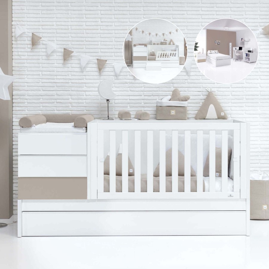 Lettini Trasformabili Alondra | Convertible Crib Sero Kubo Arena · K551 Beige