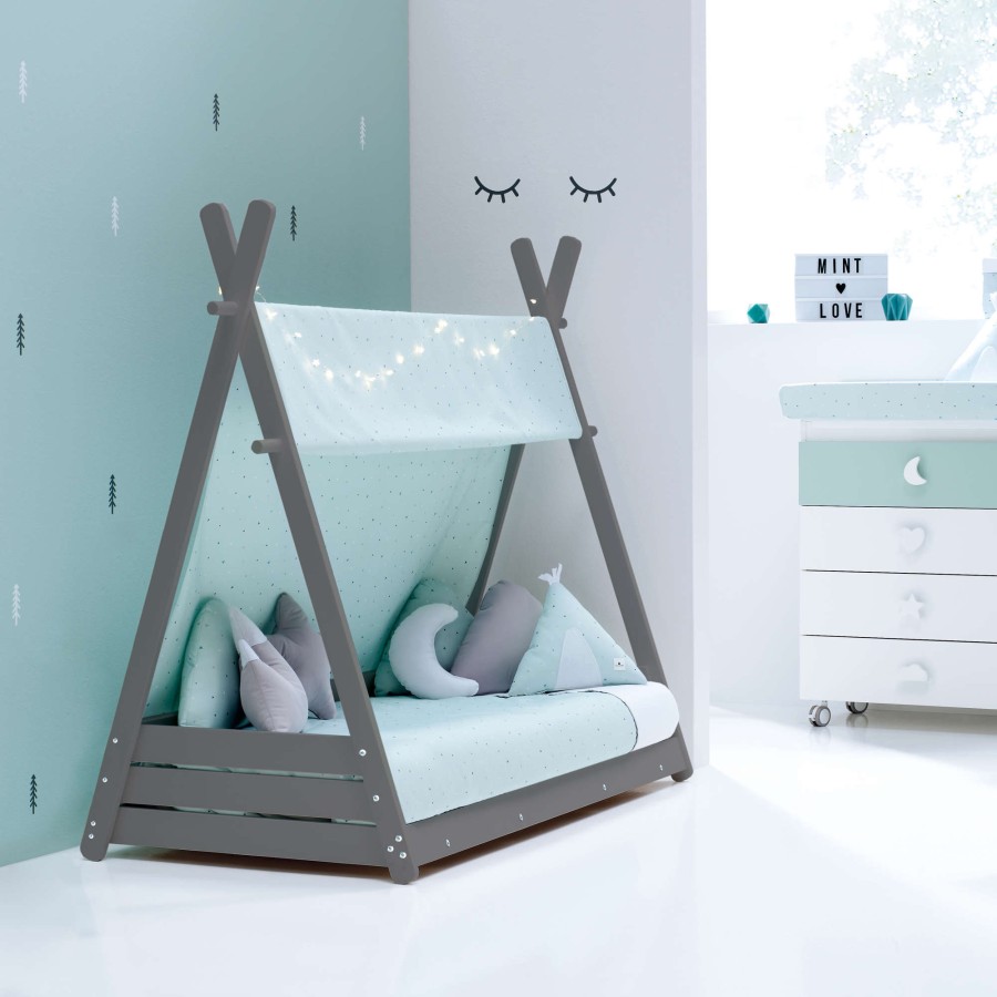 Montessori Alondra | Montessori Kids Bed Homy-Xl Grey 90X200Cm - 055 Mint