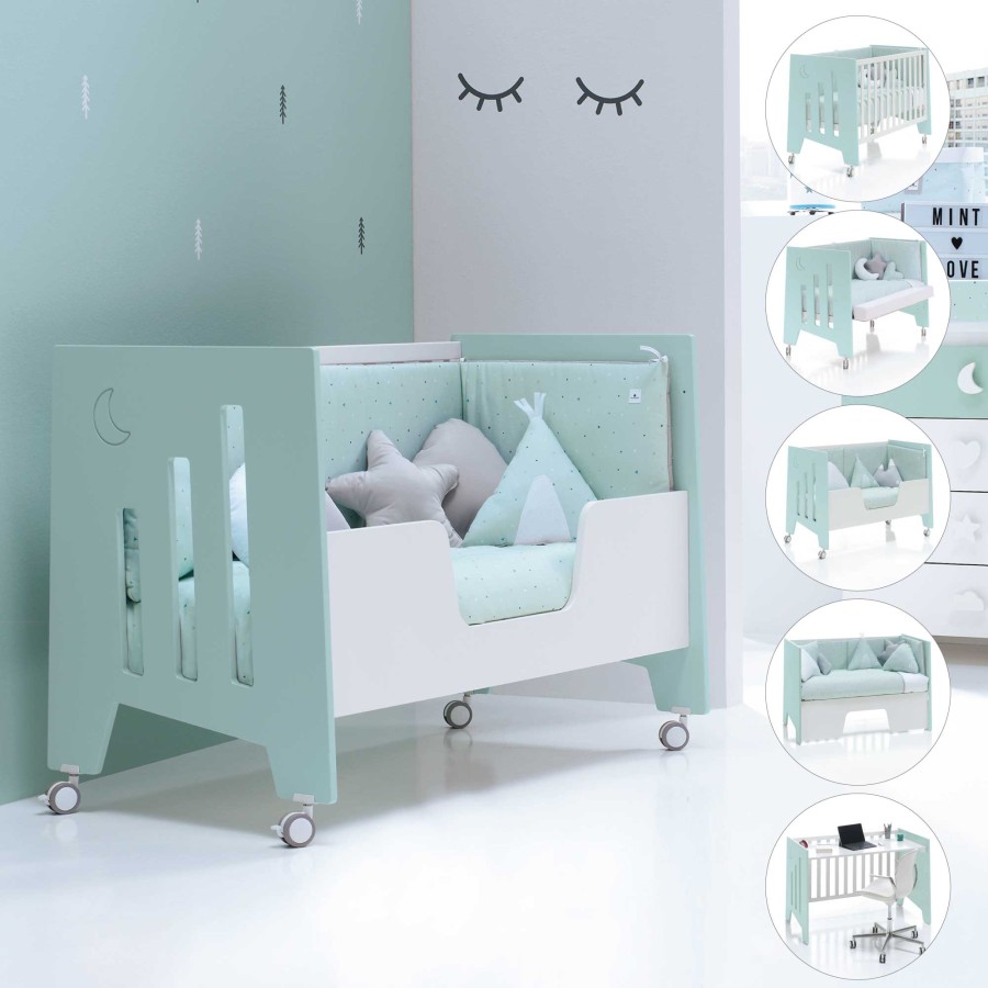 Culle Per Bambini Alondra | Cot And Desk 60X120Cm 5 Stages Omni Mint · C181-M7755