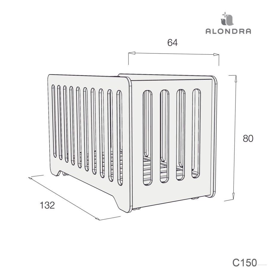 Culle Per Bambini Alondra | Cot 60X120 With Multi-Position Base Gloss Finish · C150 Bianco