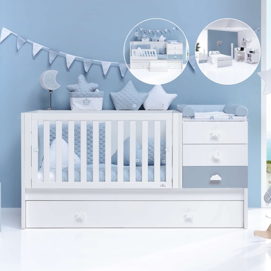 Lettini Trasformabili Alondra | Convertible Crib Sero Bubble Blue · K554